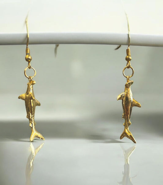 Shark Hammerhead Gold Earrings